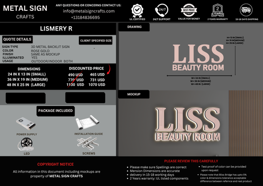 LISMERY R 3D METAL BACKLIT