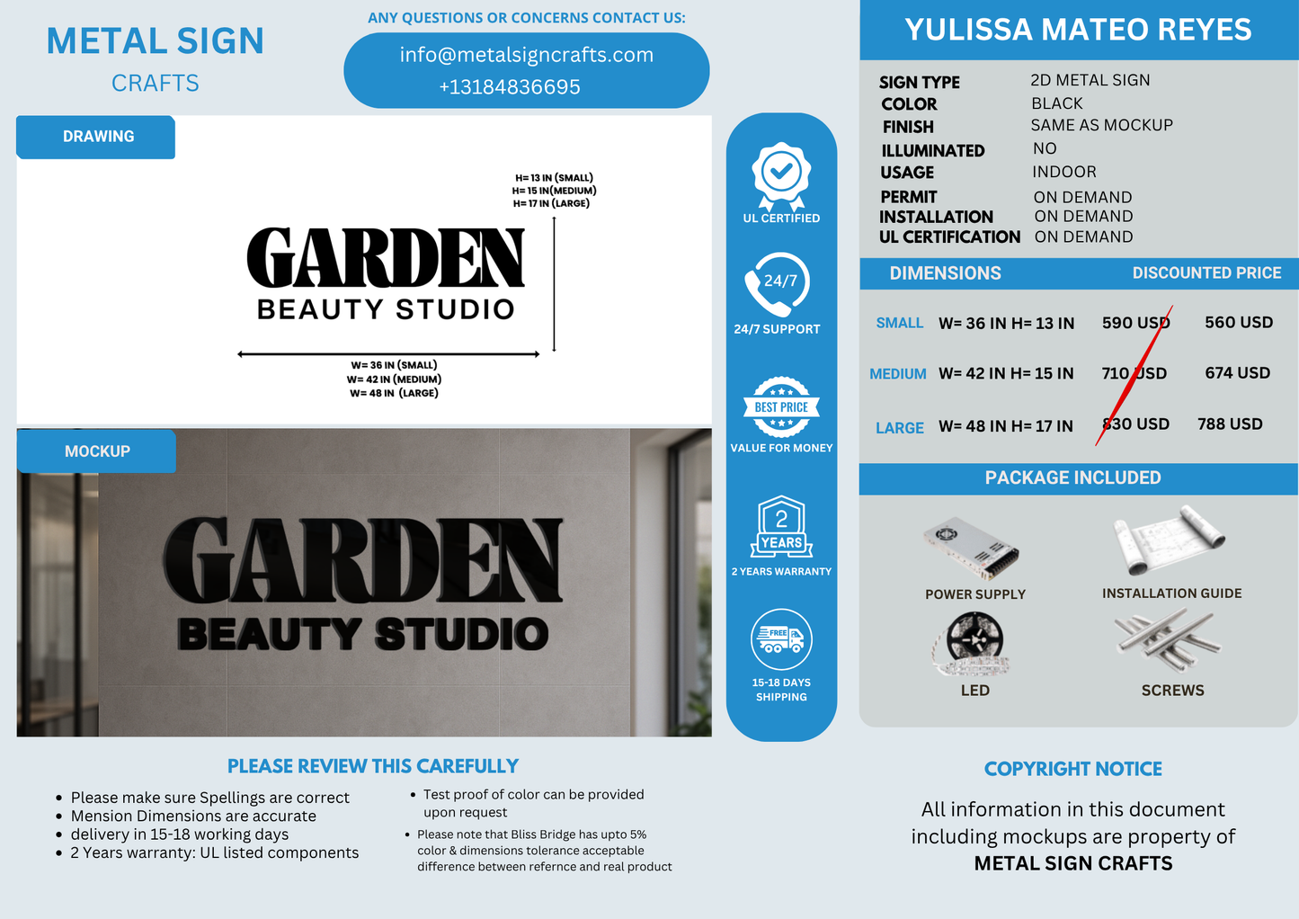 YULISSA MATEO REYES (2D METAL SIGN)