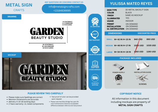 YULISSA MATEO REYES (3D METAL BACKLIT SIGN)